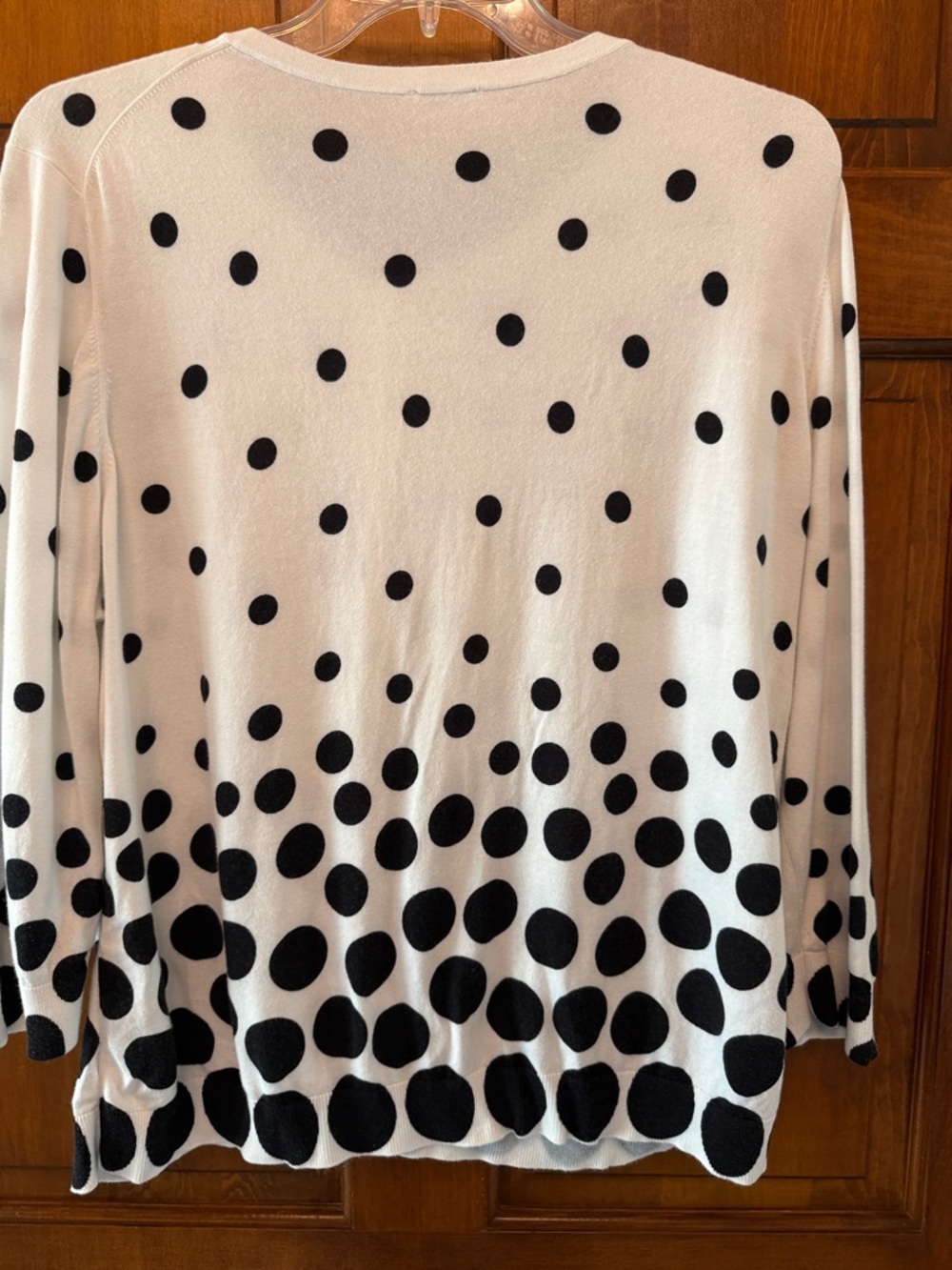 Talbots White and Black Polka Dot Cardigan Sweater - Picture 3 of 3